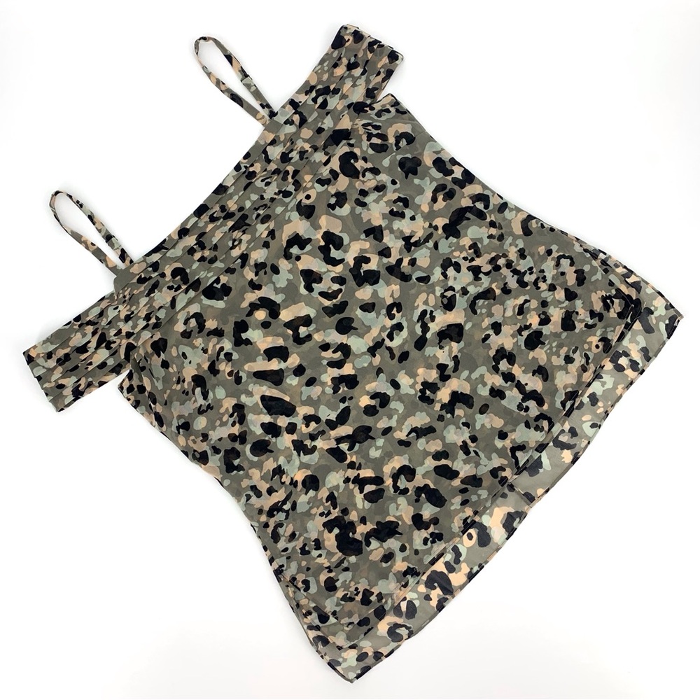 Cabi Tiered Top # 5360, Camo Print Off-the-Shoulder Layered Tank Top, Small
